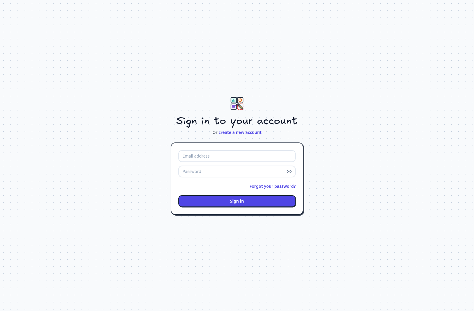 Local email and password sign-in page