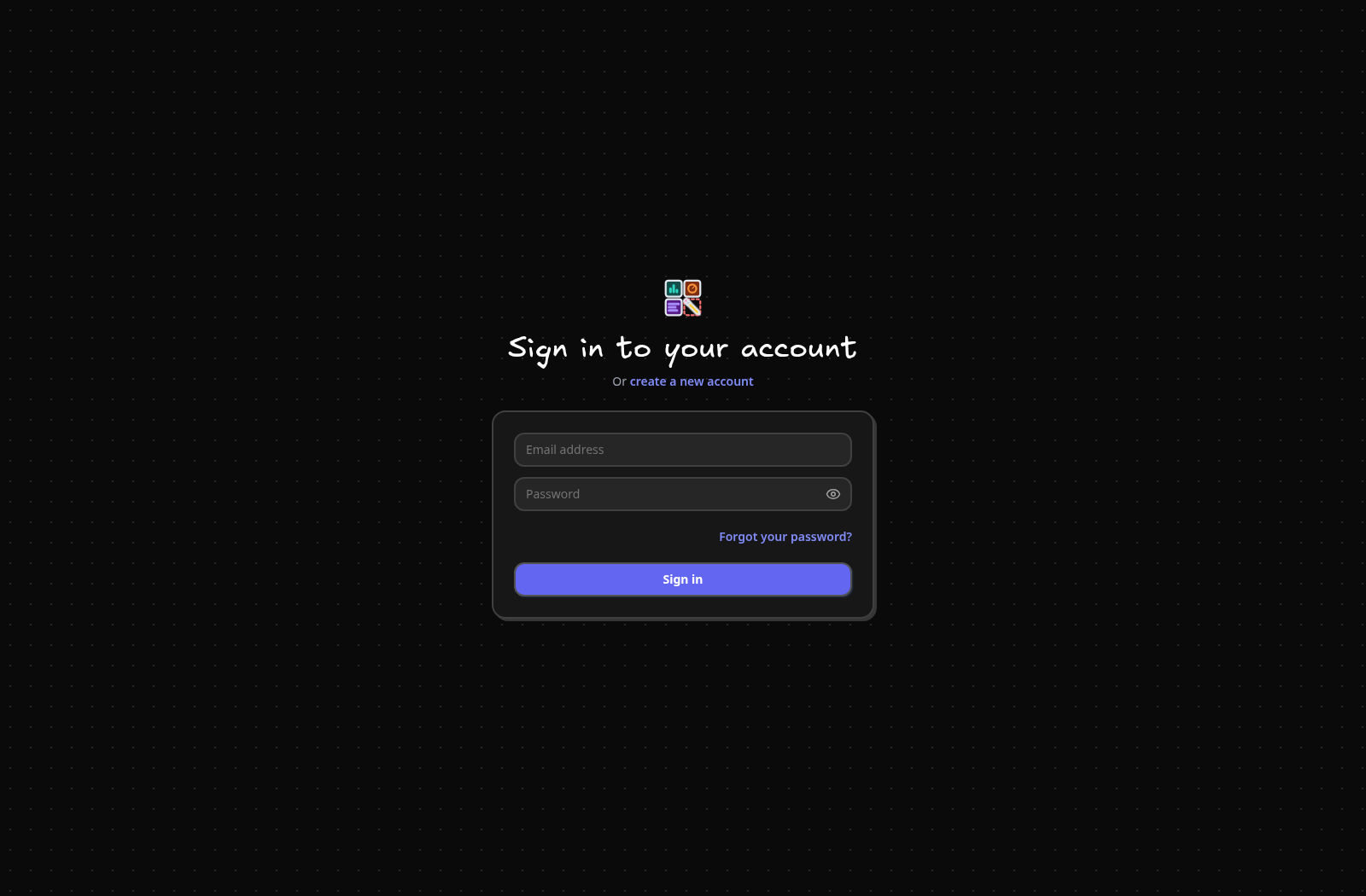 Local email and password sign-in page